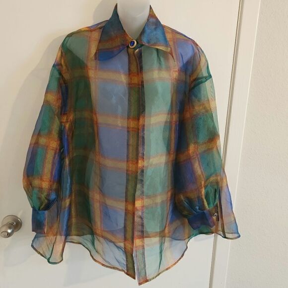 Vintage victoria secret 1990s Sheer Plaid Jacket Size M - Picture 5 of 9